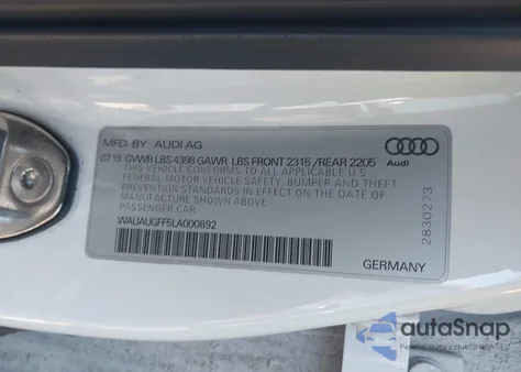 2020 Audi A3 Premium 40 Tfsi Front-Wheel Drive S Tronic z USA, uszkodzony, nr VIN WAUAUGFF5LA000892